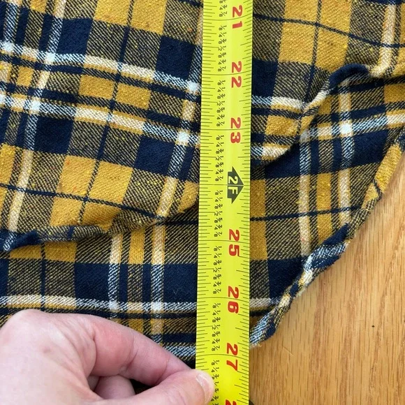 Frank & Eileen Plaid Flannel Button Down Shirt Women Size XS Yellow - Picture 6 of 8